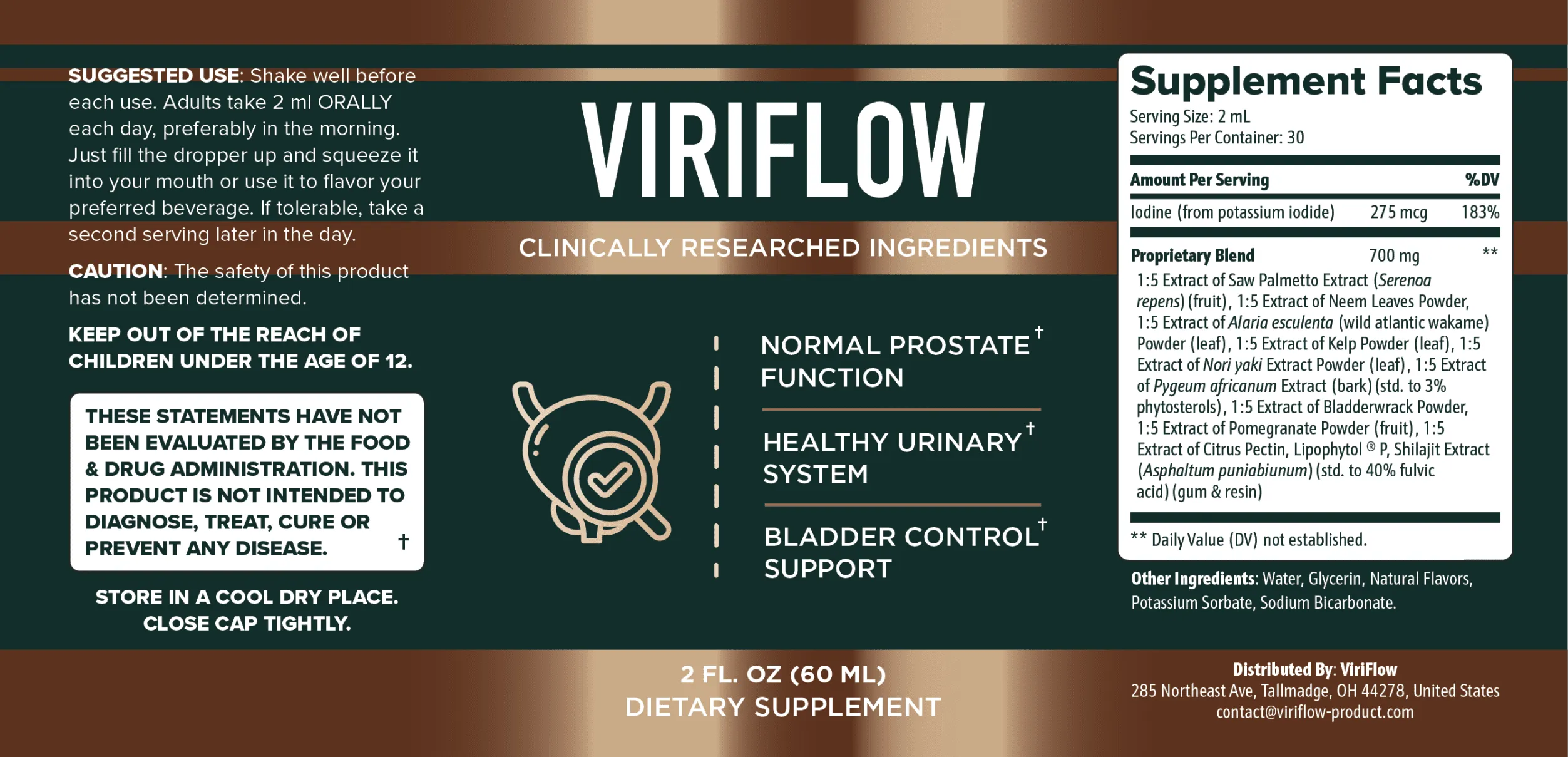 ViriFlow Supplement Label
